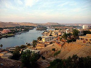 Die stad Aswan in Bo-Egipte.